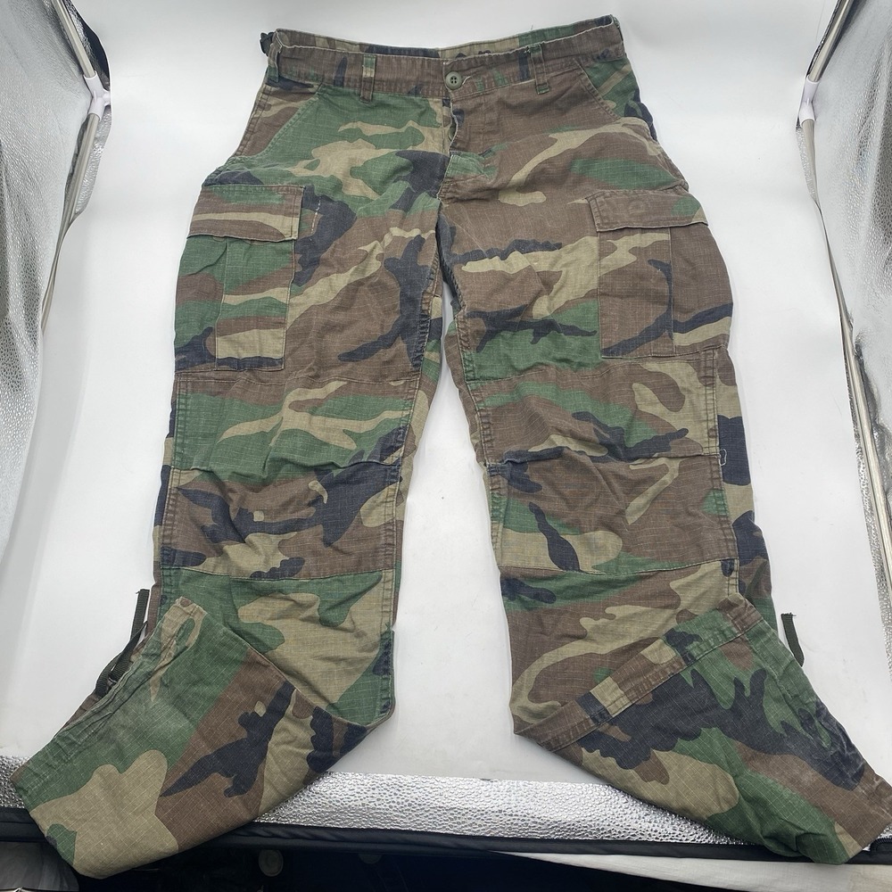 Military Army Cargo Pants‎ Hot Weather Small Regular Woodland Camo Ripstop LNC 2